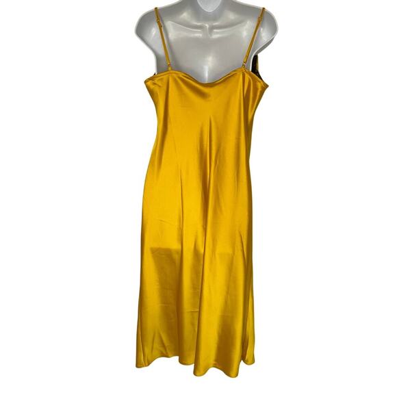 River Island Petite Lace Cowl Neck Butter Yellow Slip Dress Midi Feminine - Picture 6 of 11